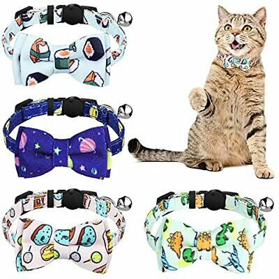 Sadnyy 4 Pieces Cat Bowtie Collar Dog Bowtie Collar Breakaway with Buckle and...